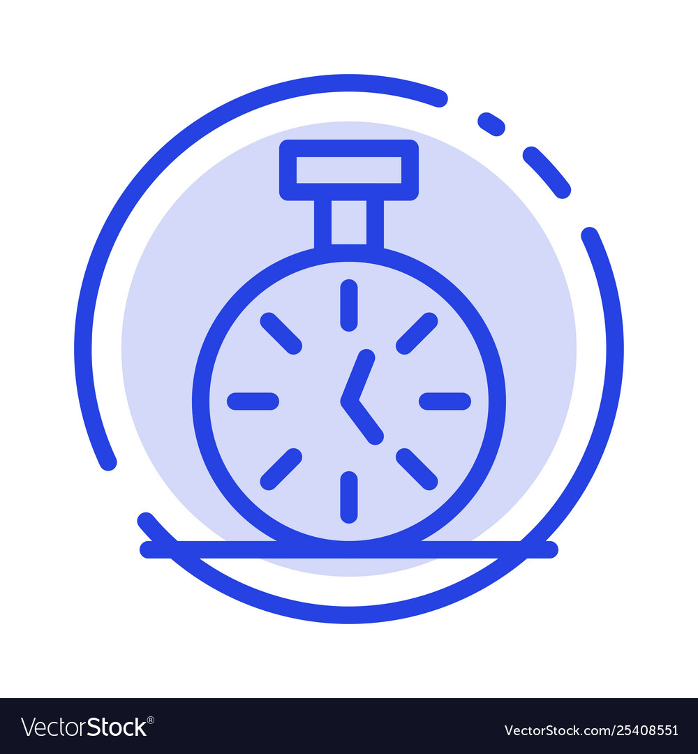 Stopwatch time timer count blue dotted line