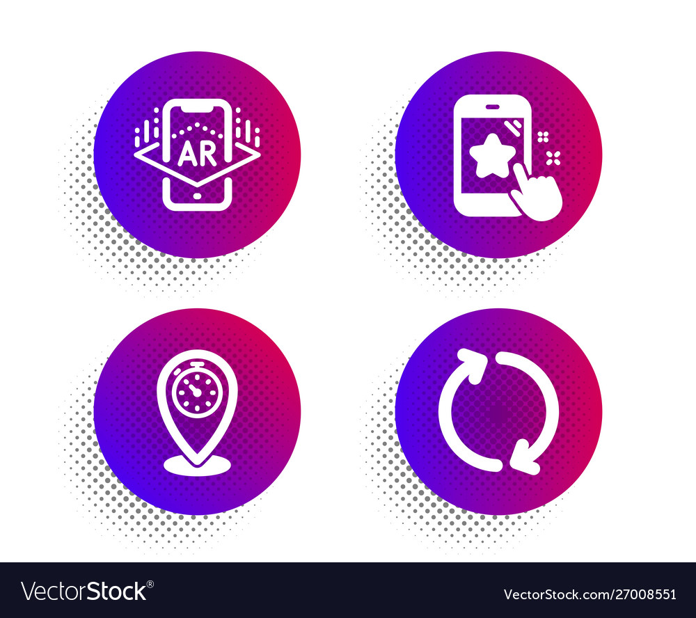 Timer augmented reality and star rating icons set