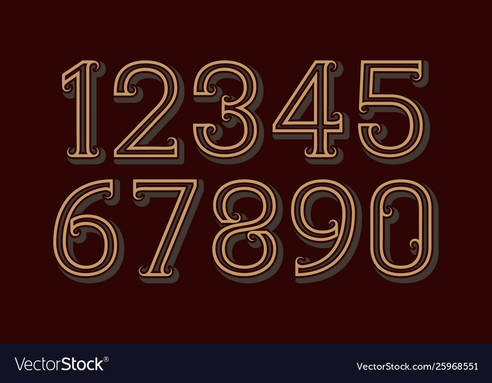 Vintage numbers in retro style