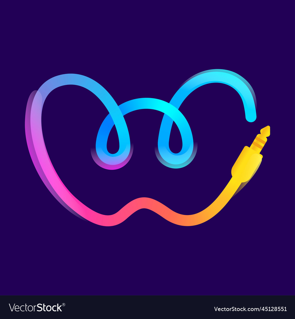 W letter logo made of vivid gradient line wire