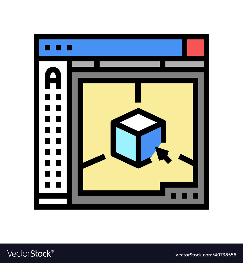 Autocad 3d program color icon vector image Autocad 3d program color icon