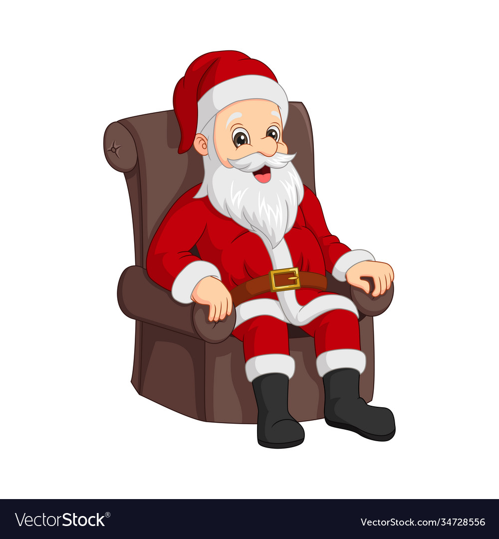 Cartoon santa claus sitting in armchair Royalty Free Vector