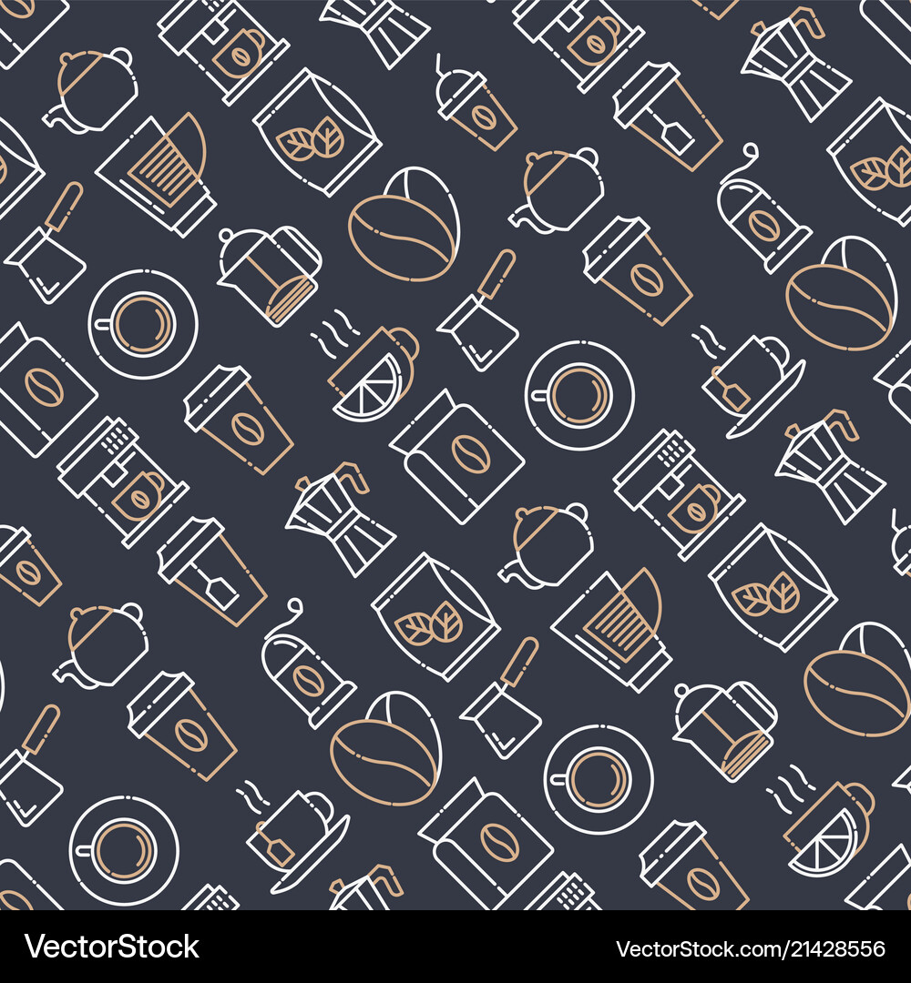 Coffee and tea seamless pattern Royalty Free Vector Image