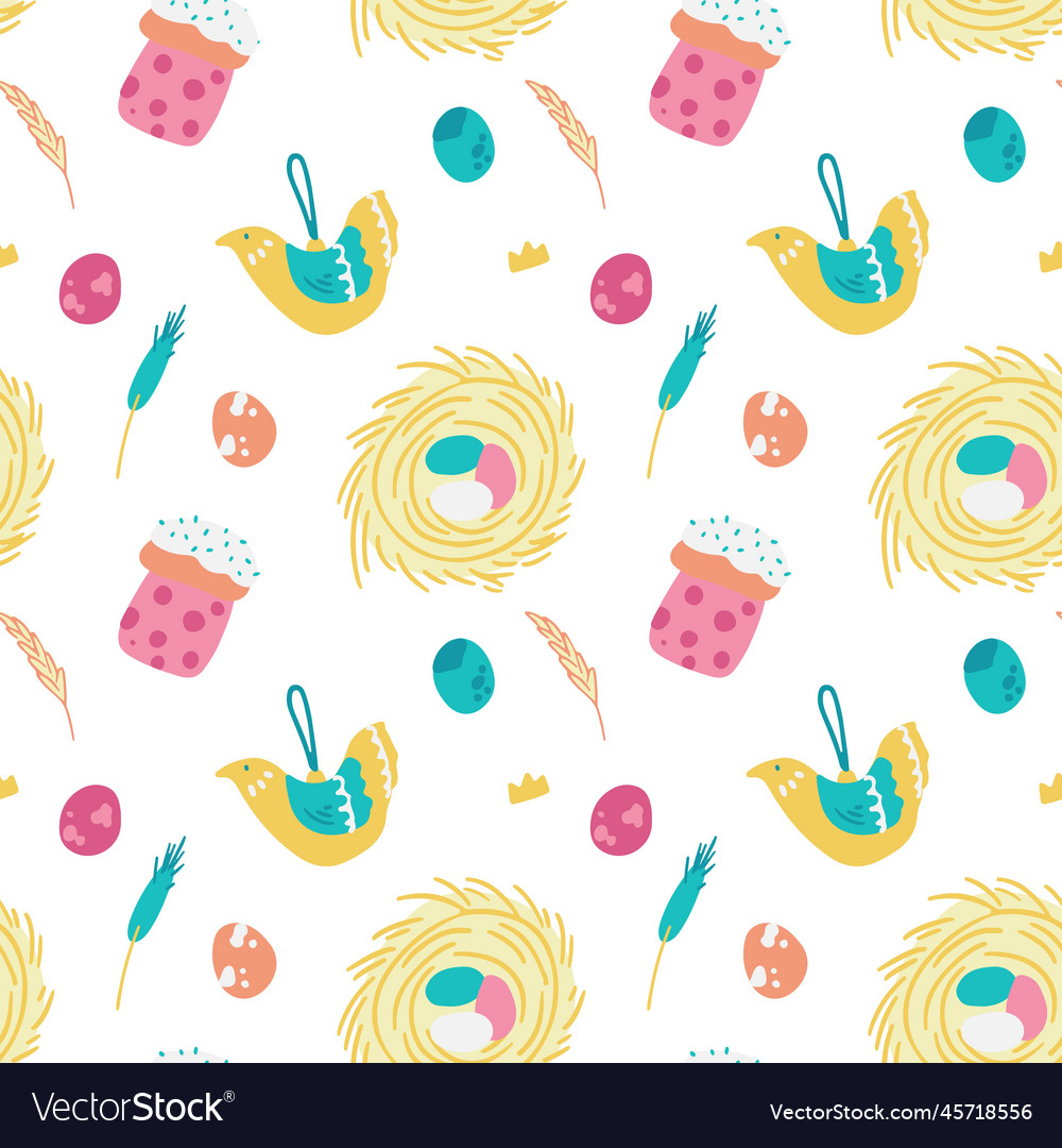 Easter pattern with festive attributes in the form vector image Easter pattern with festive attributes in the form