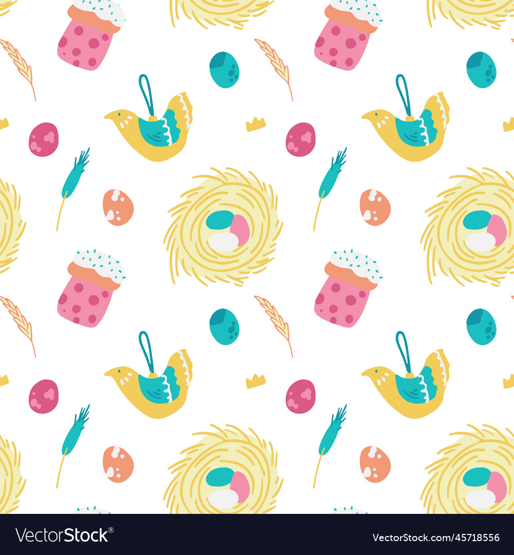 Easter pattern with festive attributes in the form