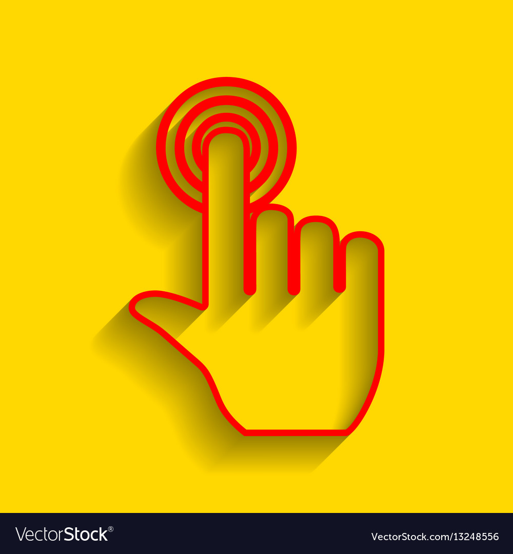 Hand click on button red icon with soft