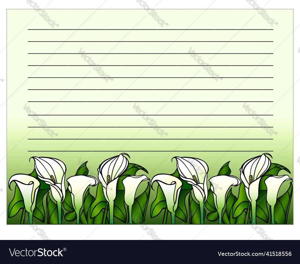 Horizontal blank for writing a letter with flowers