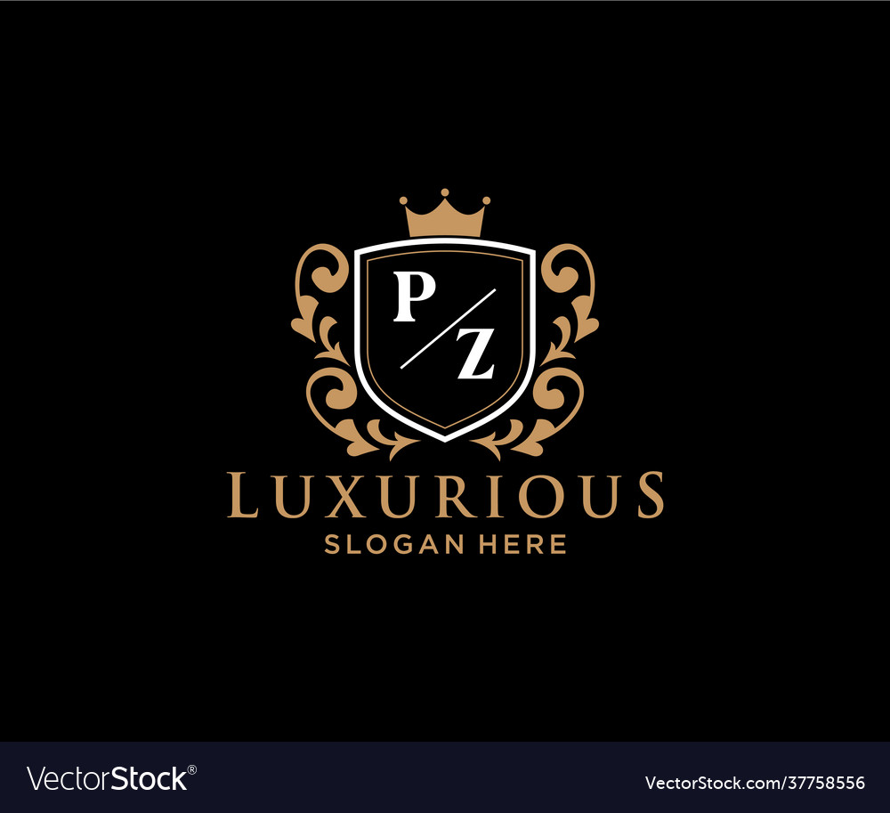 Initial pz letter royal luxury logo template Vector Image