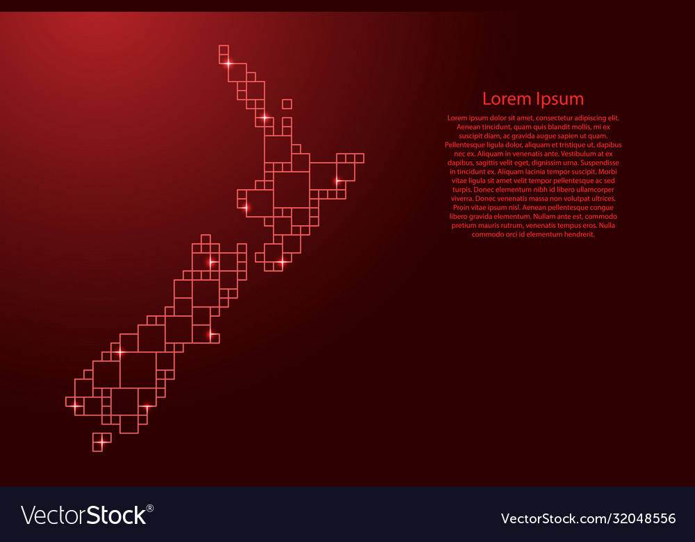 New zealand map from red pattern a grid