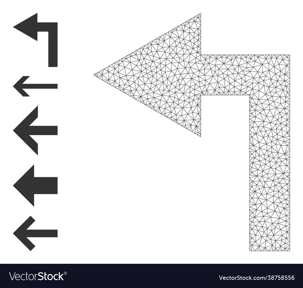Polygonal net turn left icon with simple vector image Polygonal net turn left icon with simple