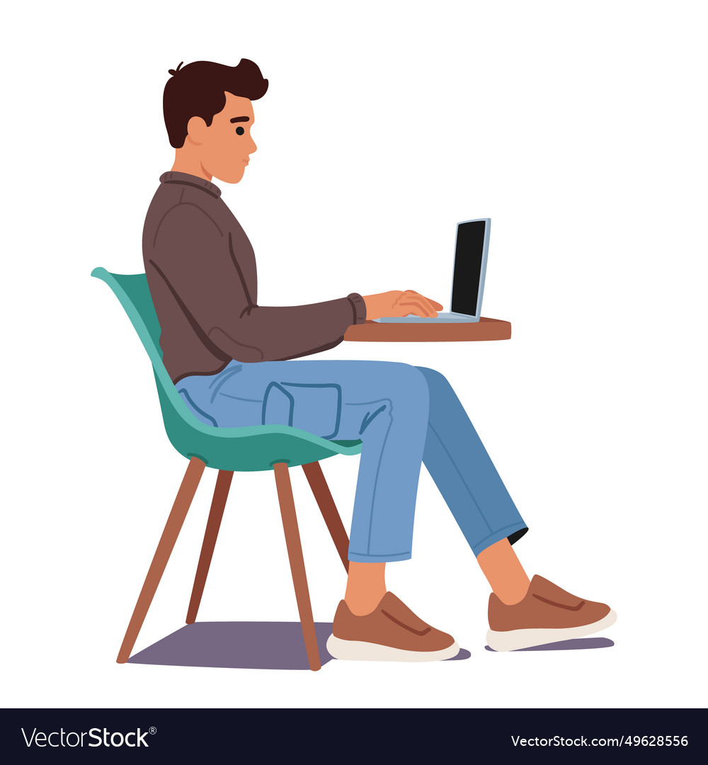 Proper pose male character sits with a straight Vector Image Proper pose male character sits with a straight