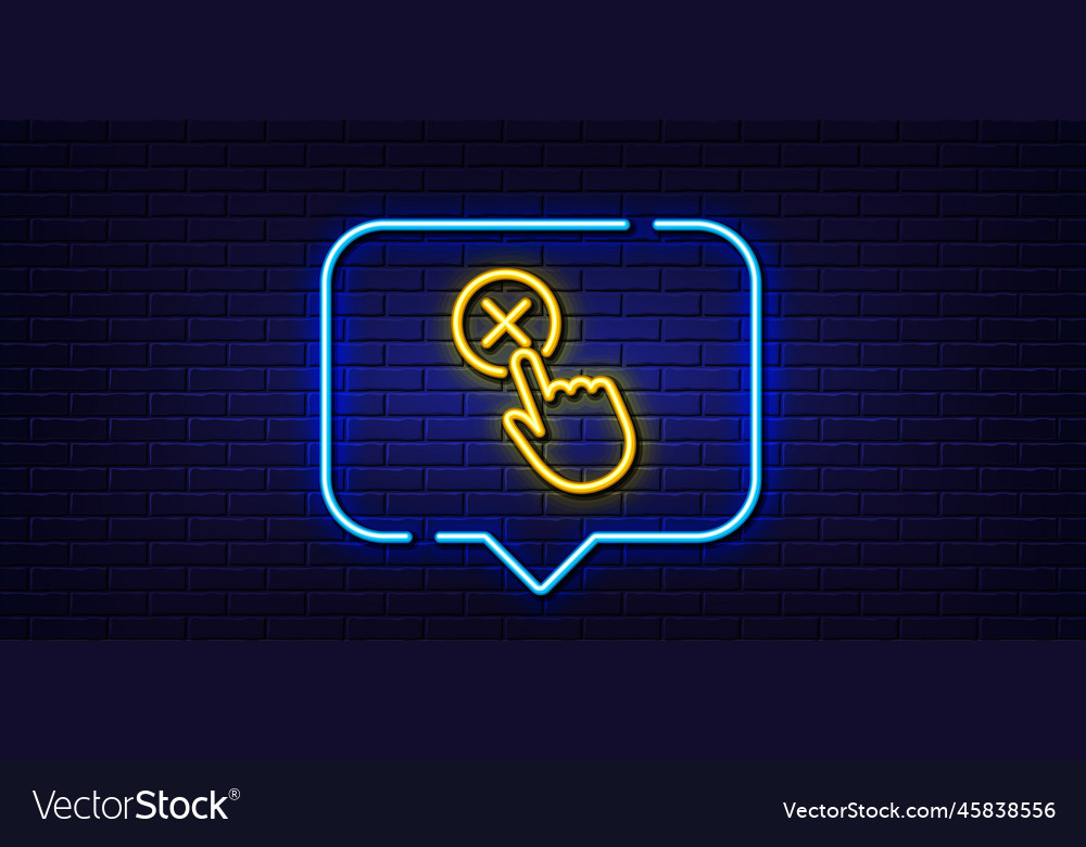 Reject click line icon decline button sign neon