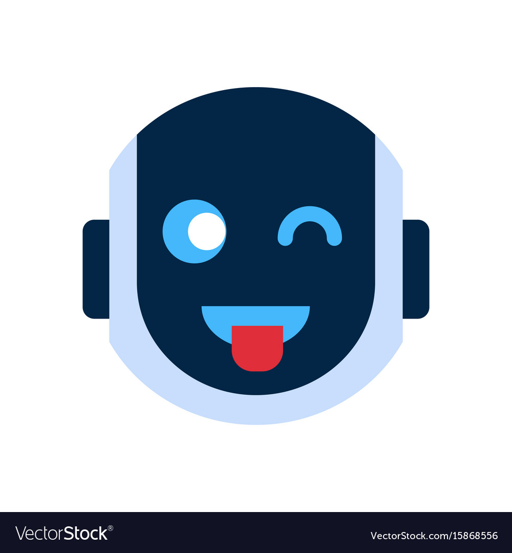 Robot face icon smiling showing tongue