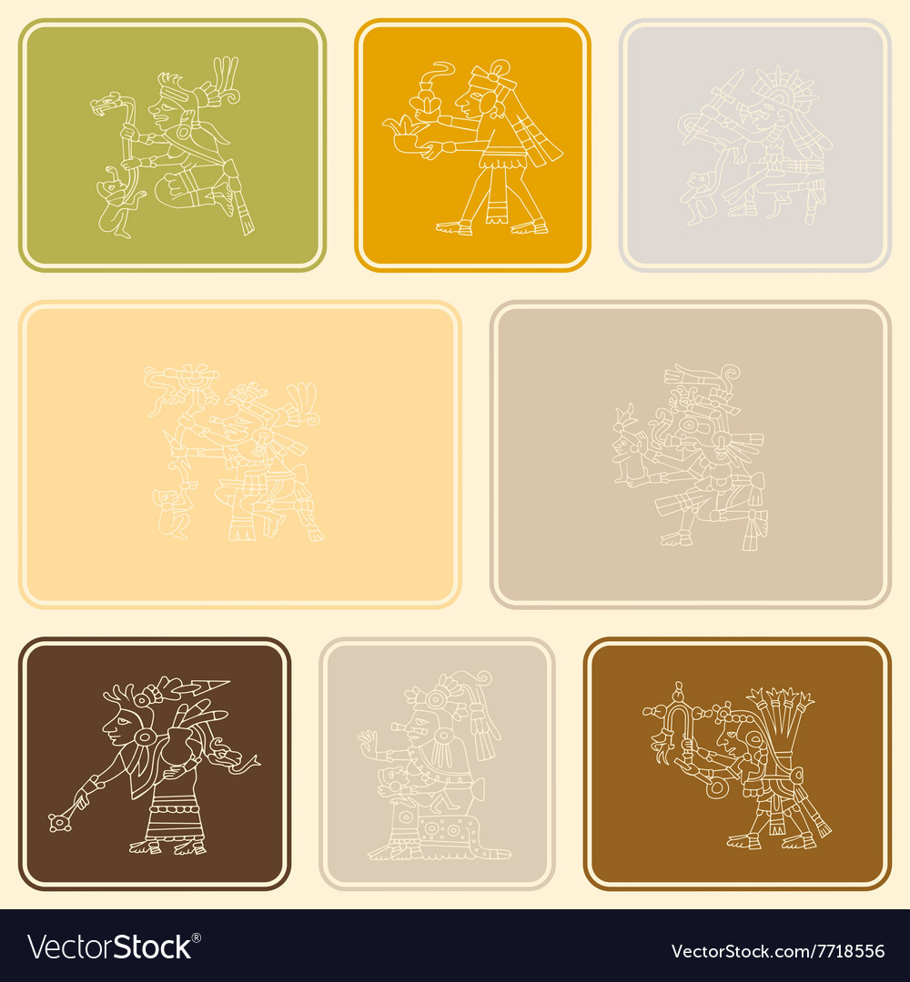 Nahtloses Muster mit Symbolen von aztec codices