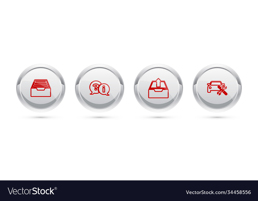 Set line drawer with documents question vector image Set line drawer with documents question