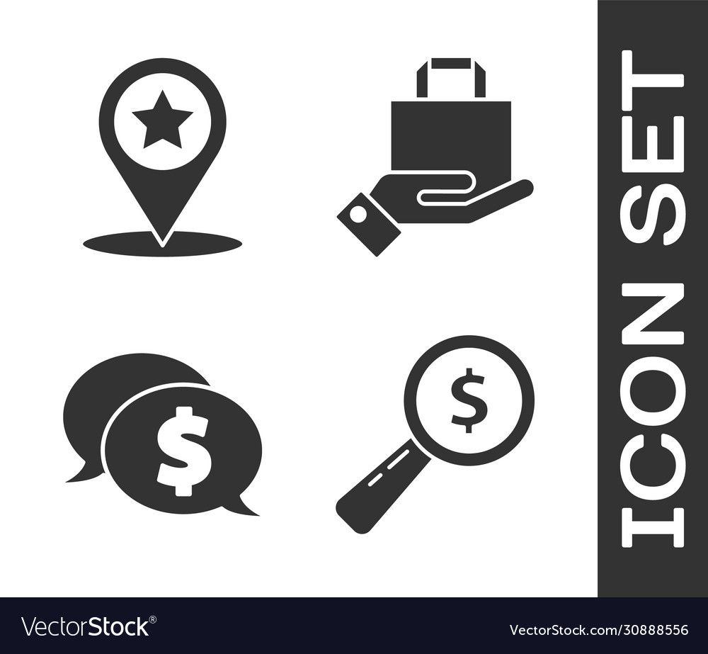 Set magnifying glass and dollar map pointer