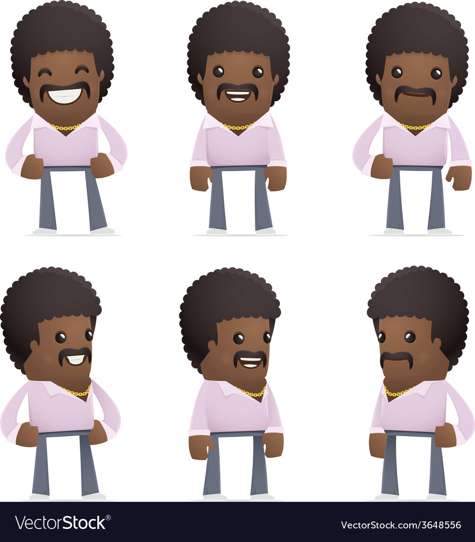 Set of disco man character in different poses