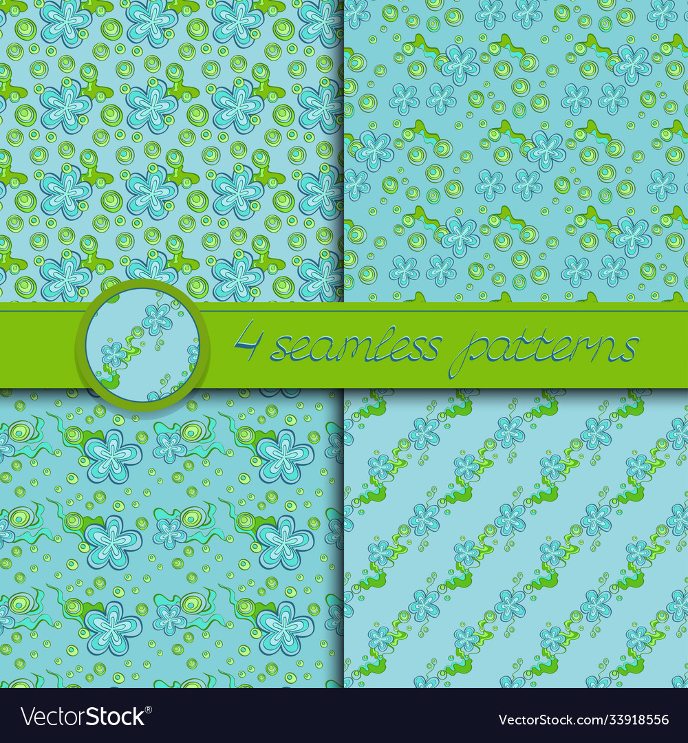 Set seamless patterns with floral elements vector image Set seamless patterns with floral elements
