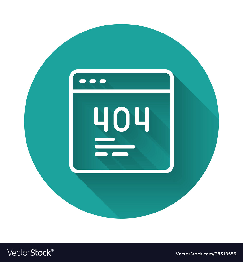 White line page with a 404 error icon isolated vector image White line page with a 404 error icon isolated