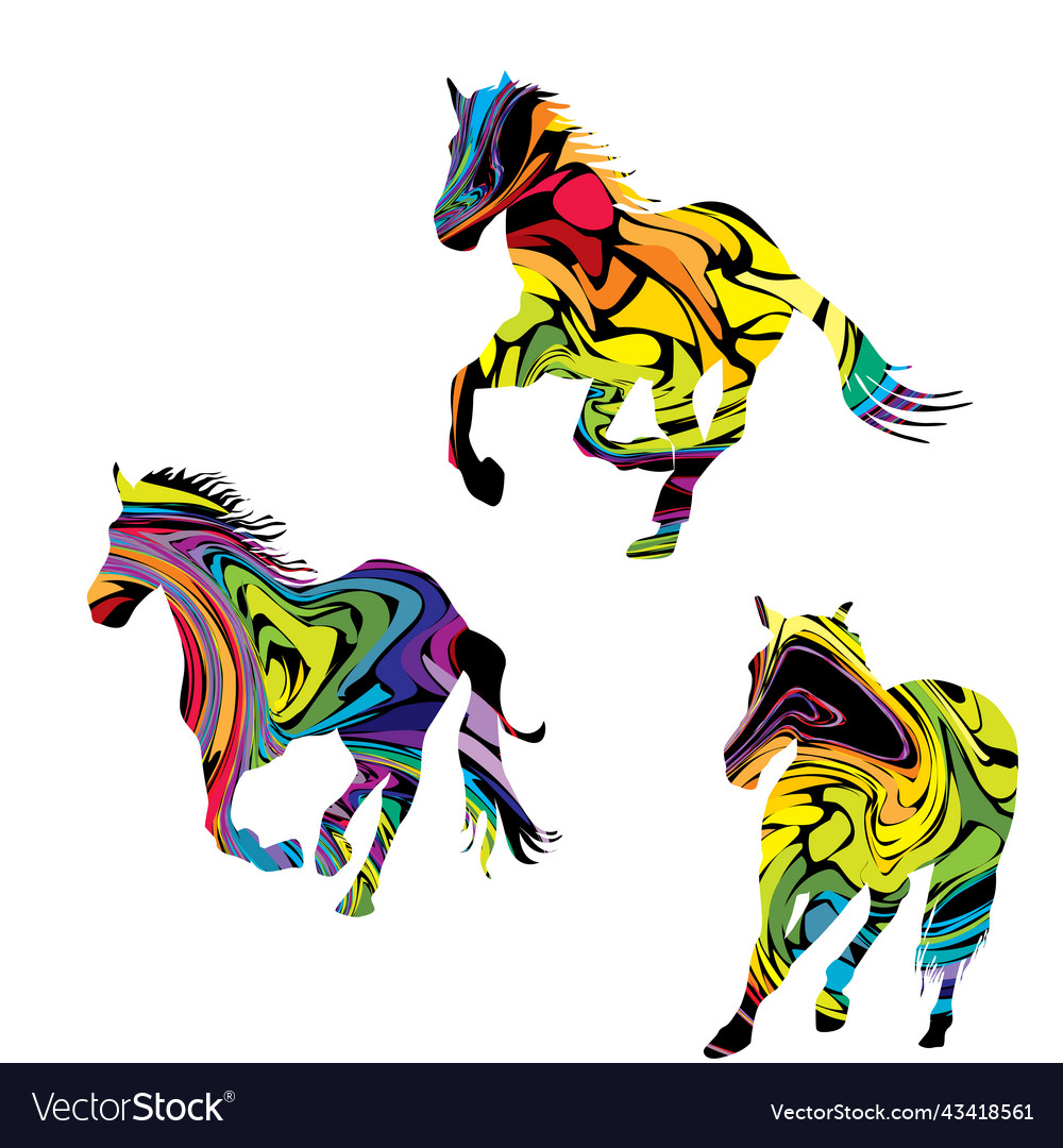 Abstract Horse Silhouettes