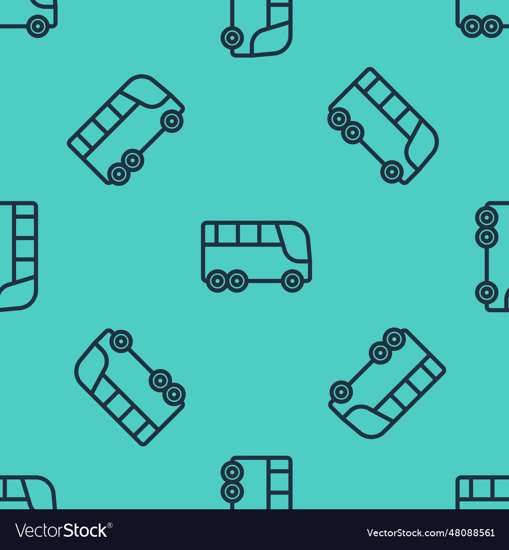 Black line bus icon isolated seamless pattern