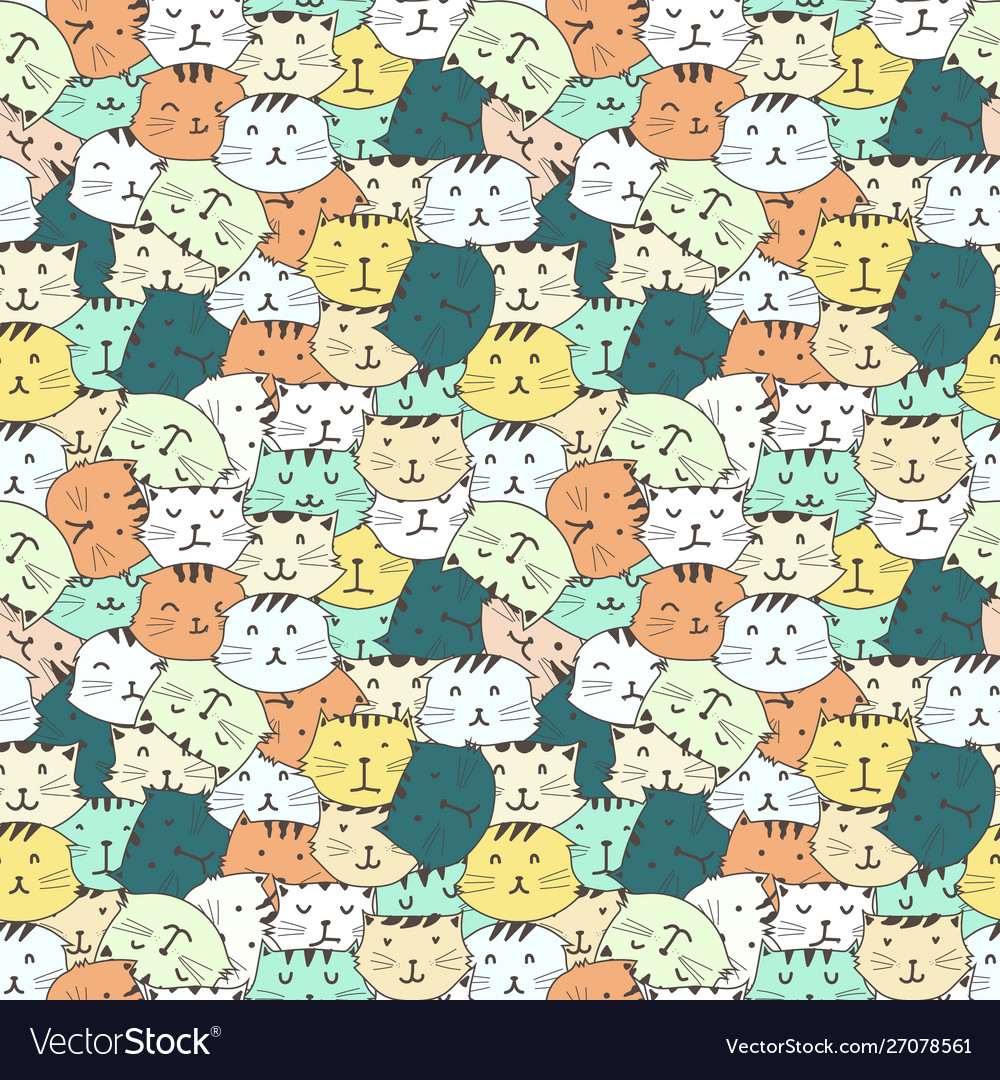 Cute cat seamless pattern background