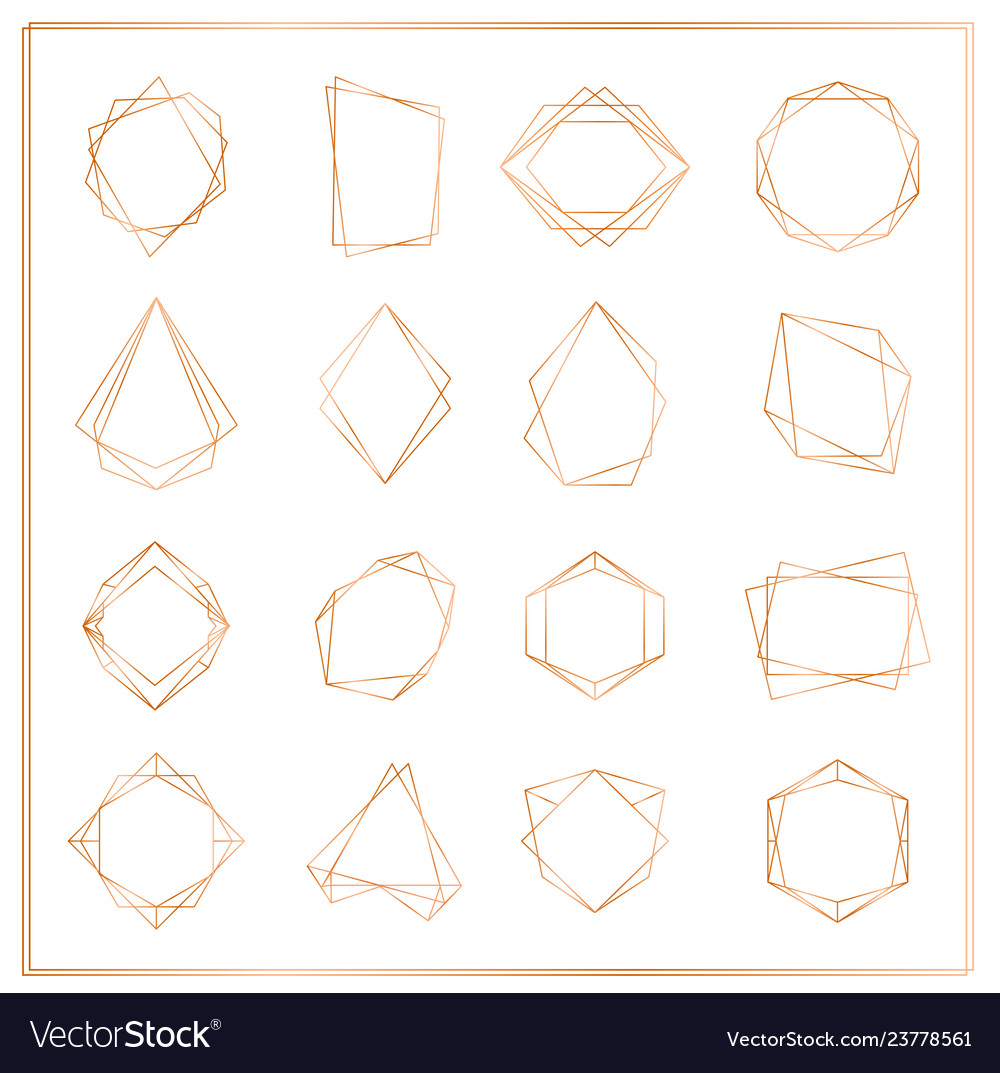 Gold segments frames set vector image Gold segments frames set