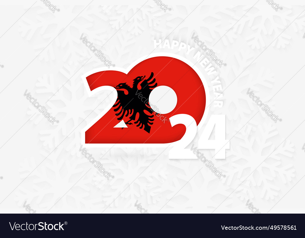 New year 2024 for albania on snowflake background Vector Image