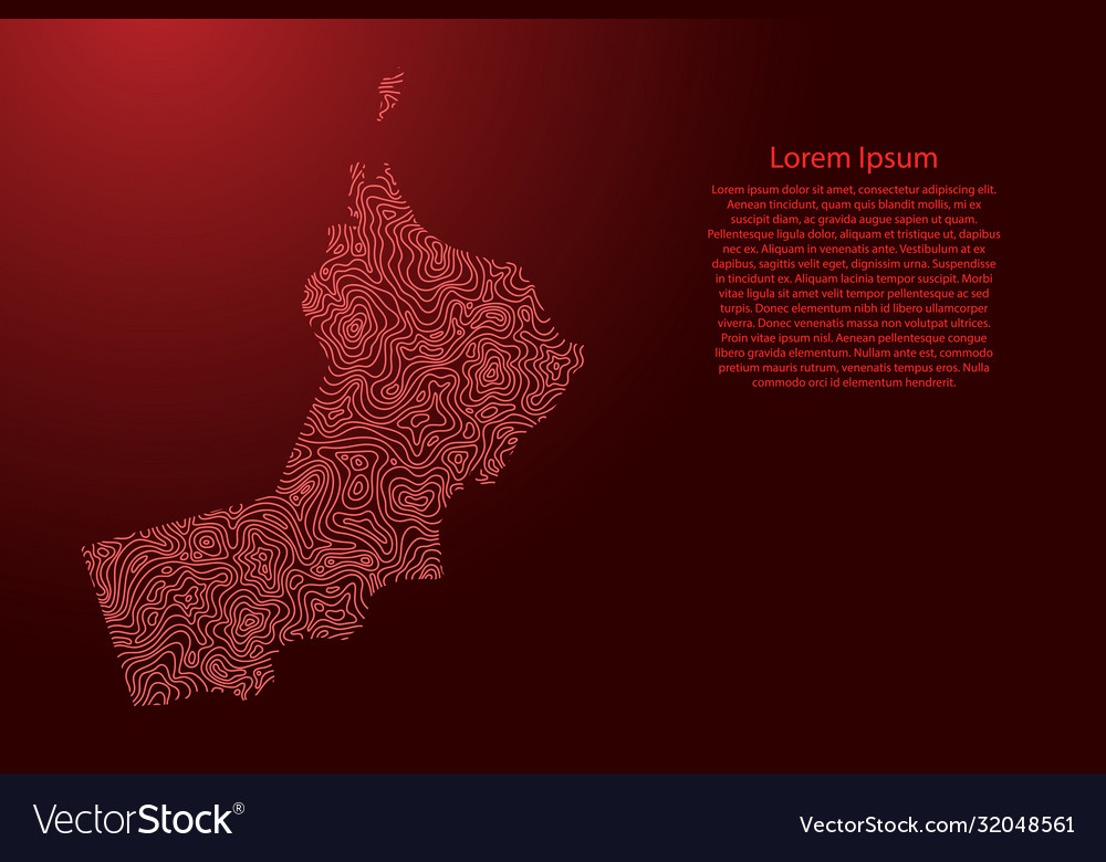 Oman map from red isolines or level line