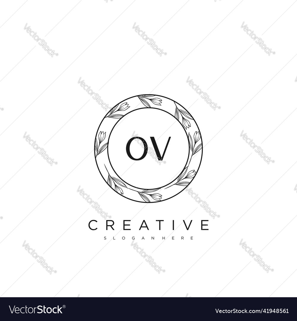 Ov Anfangsbuchstabe Blume Logo Vorlage Premium Kunst