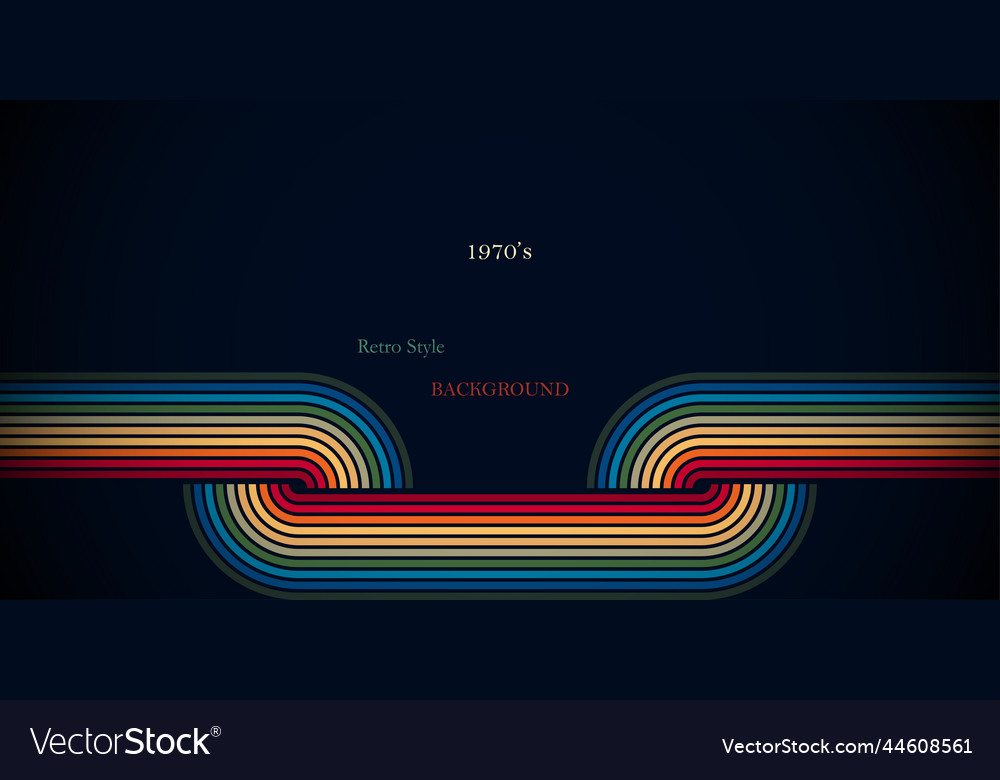 Retro style background with colorful rounded lines vector image Retro style background with colorful rounded lines