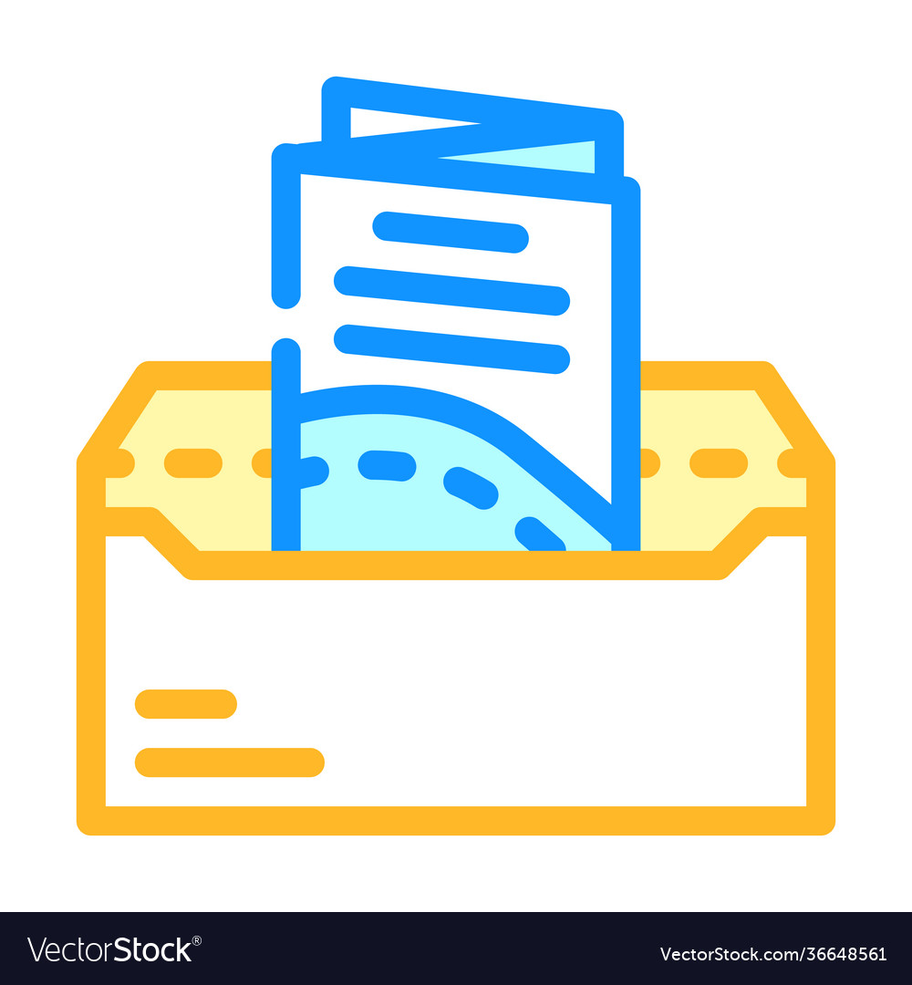 Sending booklet in envelope mail color icon vector image Sending booklet in envelope mail color icon