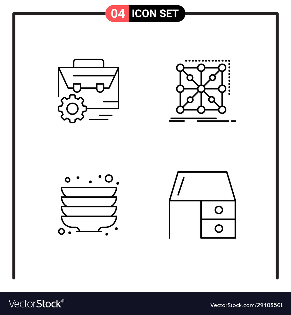 Set 4 line style icons for web and mobile vector image Set 4 line style icons for web and mobile