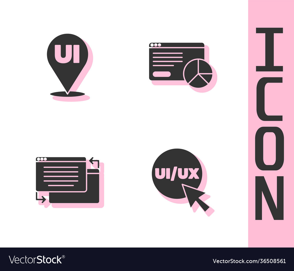 Set ui or ux design and website statistic icon vector image Set ui or ux design and website statistic icon