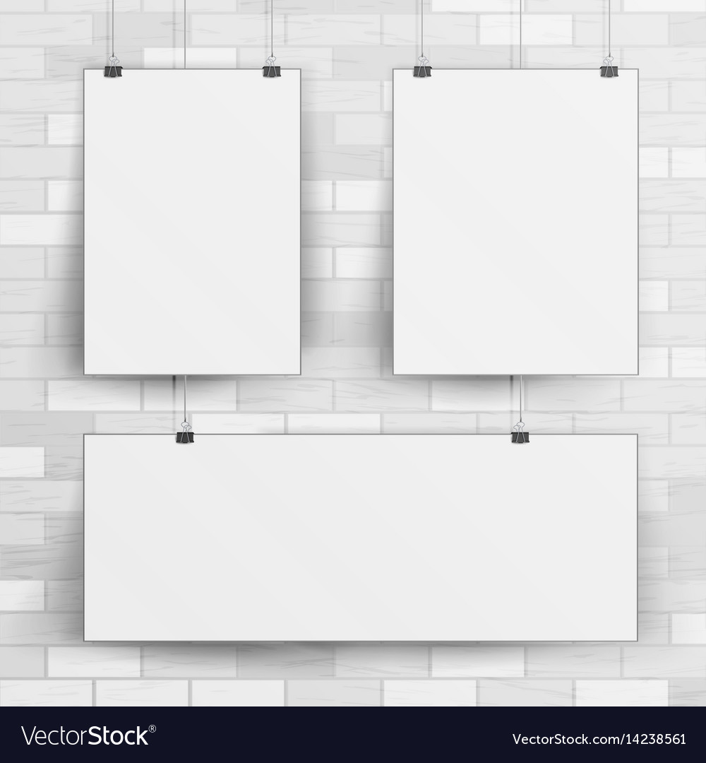 White blank paper wall poster mock up template