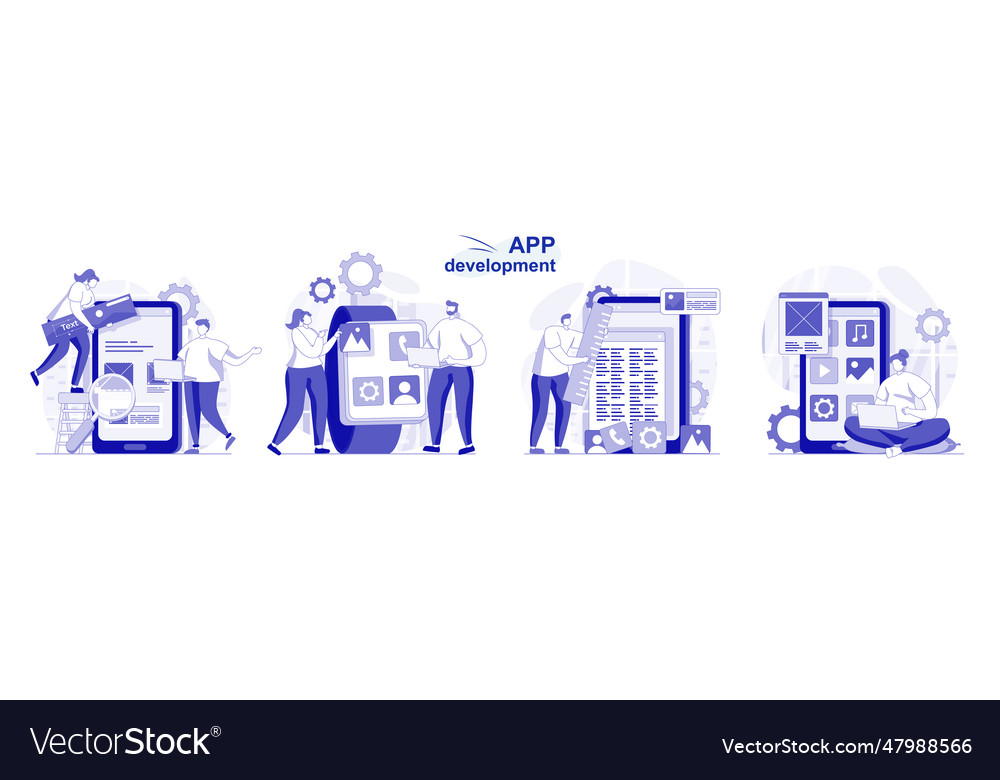 App development isolated set in flat design