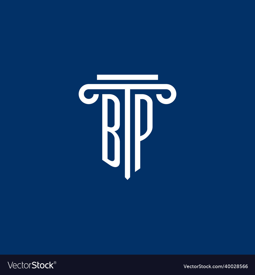 Bp initial logo monogram with simple pillar icon