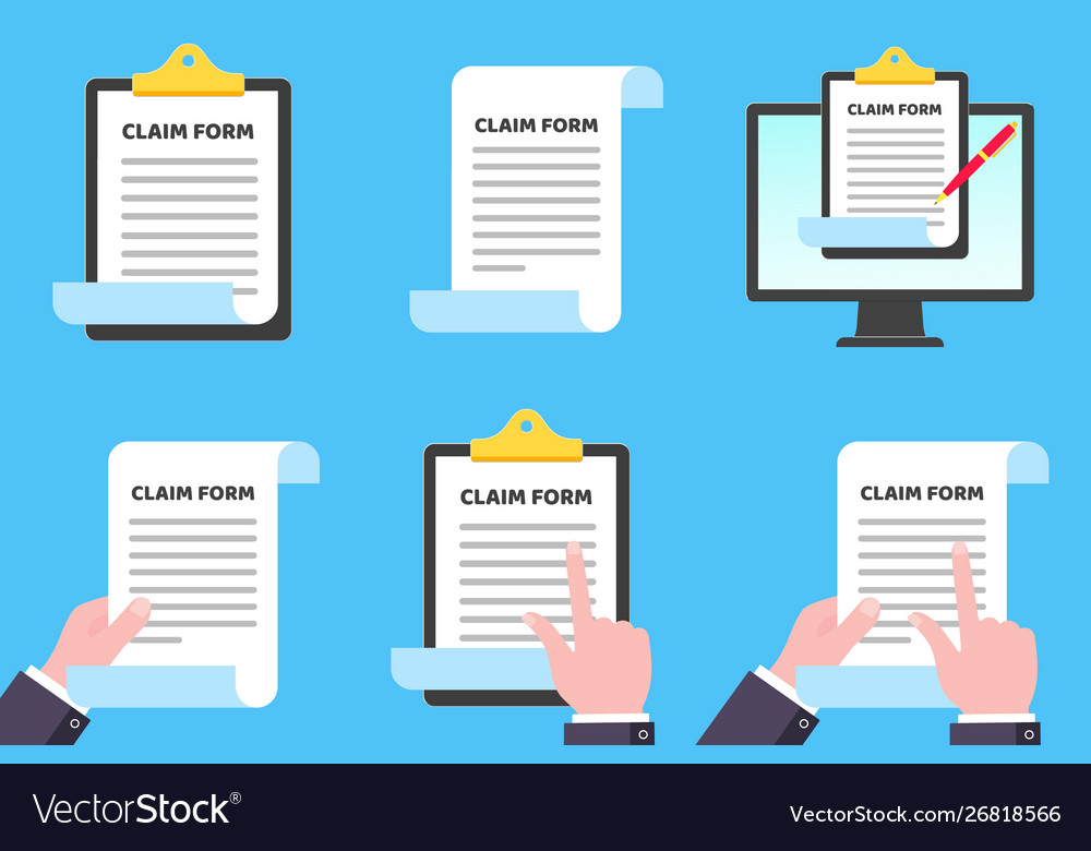 Claim form to fill out and text clipboard Vector Image Claim form to fill out and text clipboard