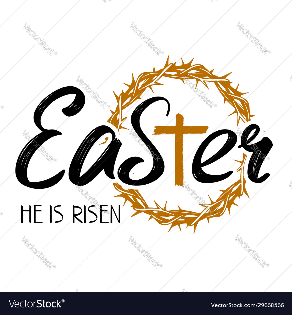 Crown thorns and calligraphic text logo easter Vector Image