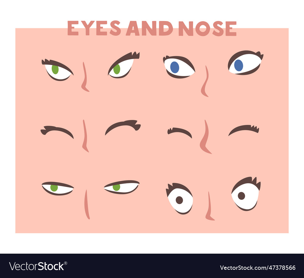 Eyes and nose as part of human face set