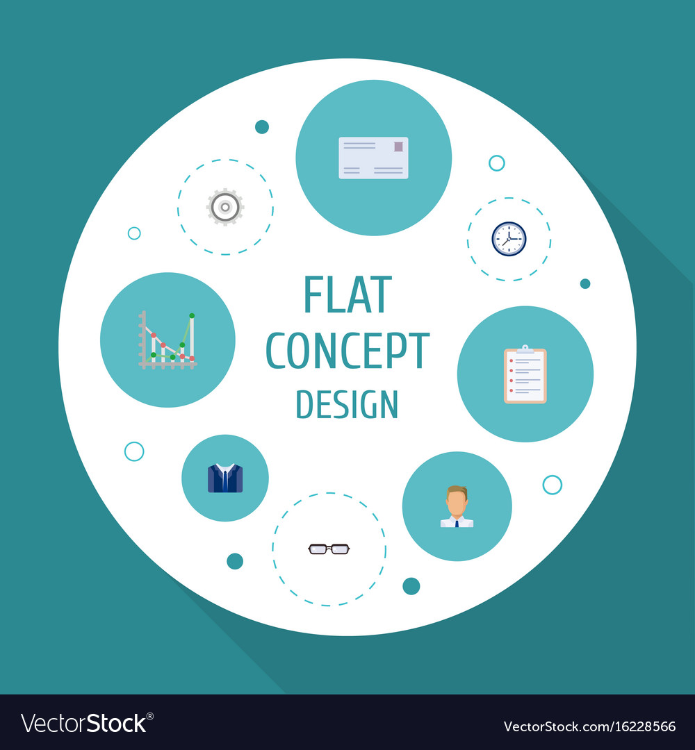 Flat icons costume task list clock and other