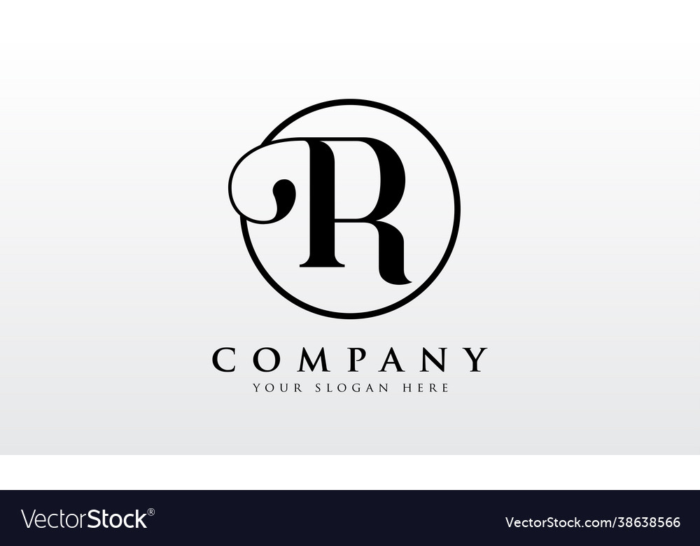 Initial r letter black color with white Royalty Free Vector