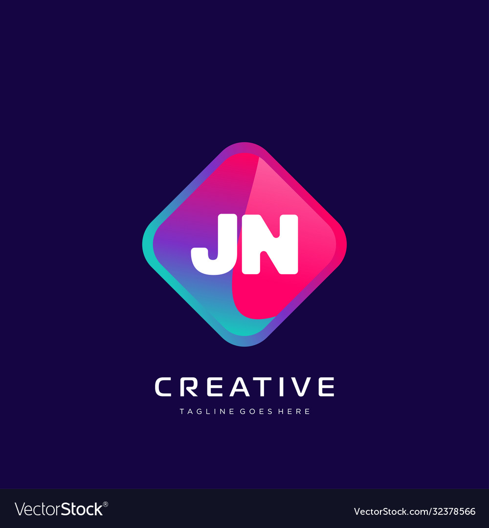 Jn initial logo with colorful template