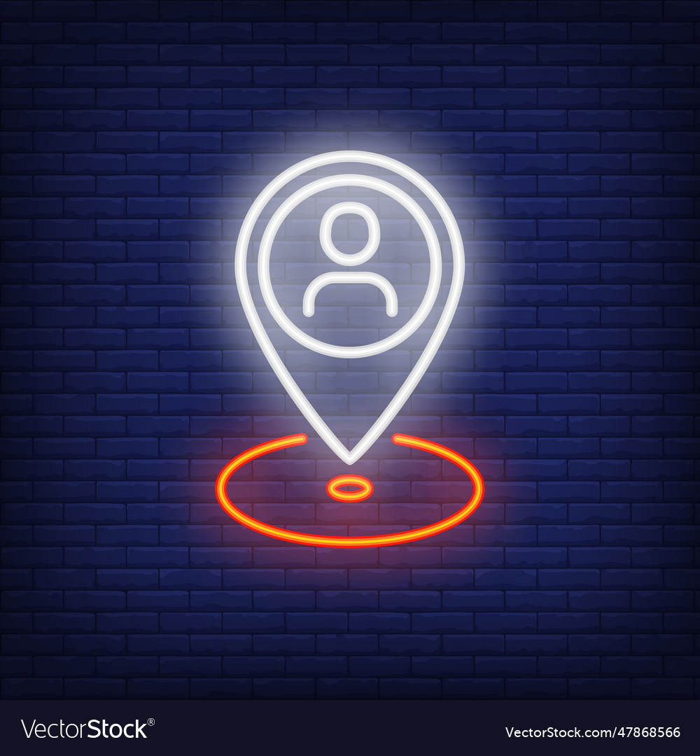 Map pointer with person neon sign