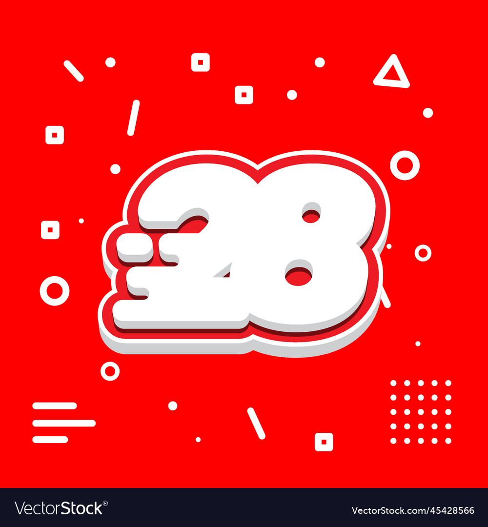 Number 28 3d fast icon Royalty Free Vector Image