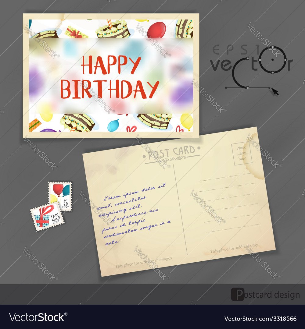 Old postcard design template Royalty Free Vector Image