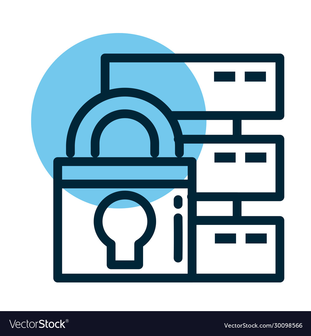 Padlock with database line style icon