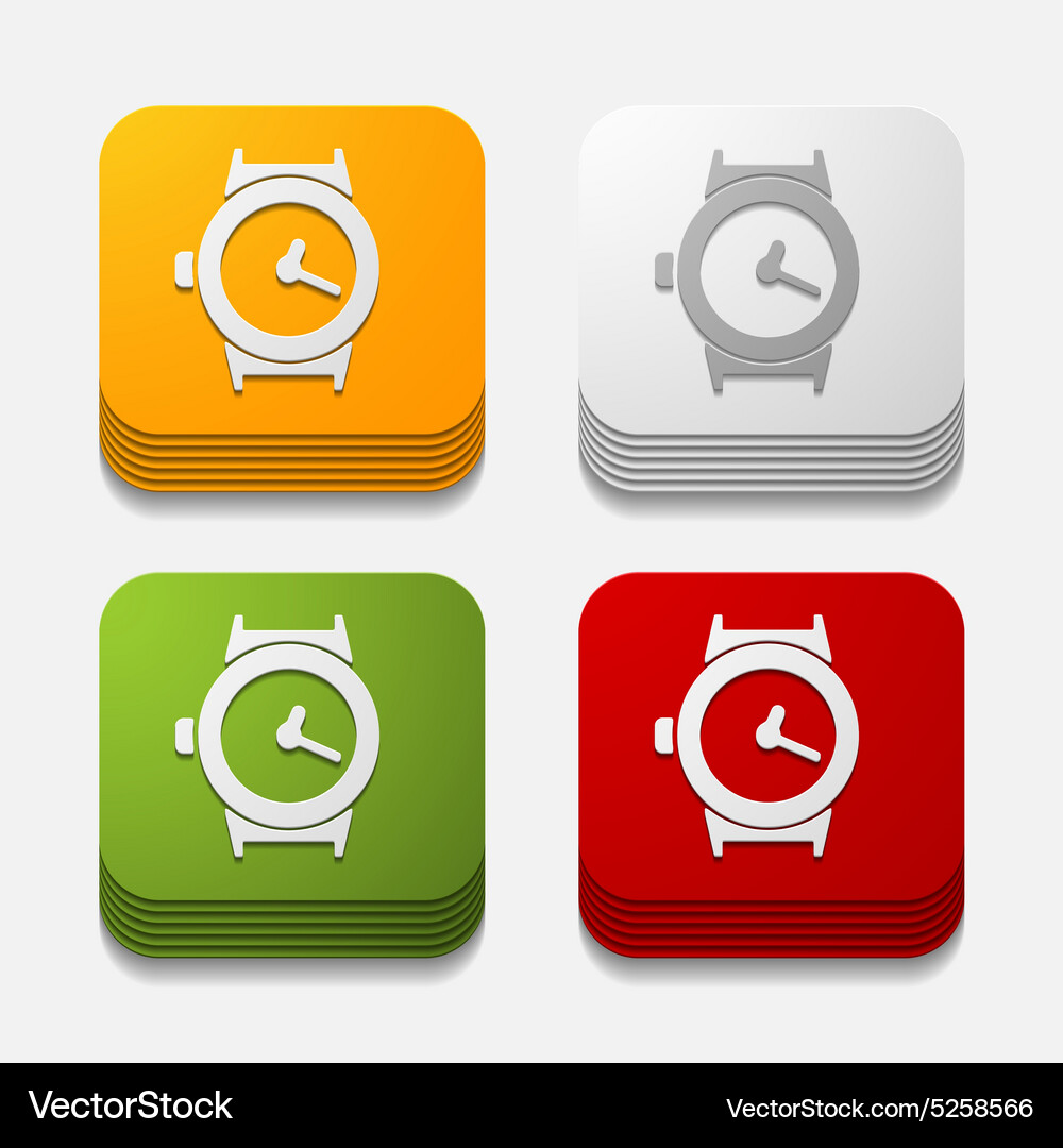 Square button watch Royalty Free Vector Image - VectorStock