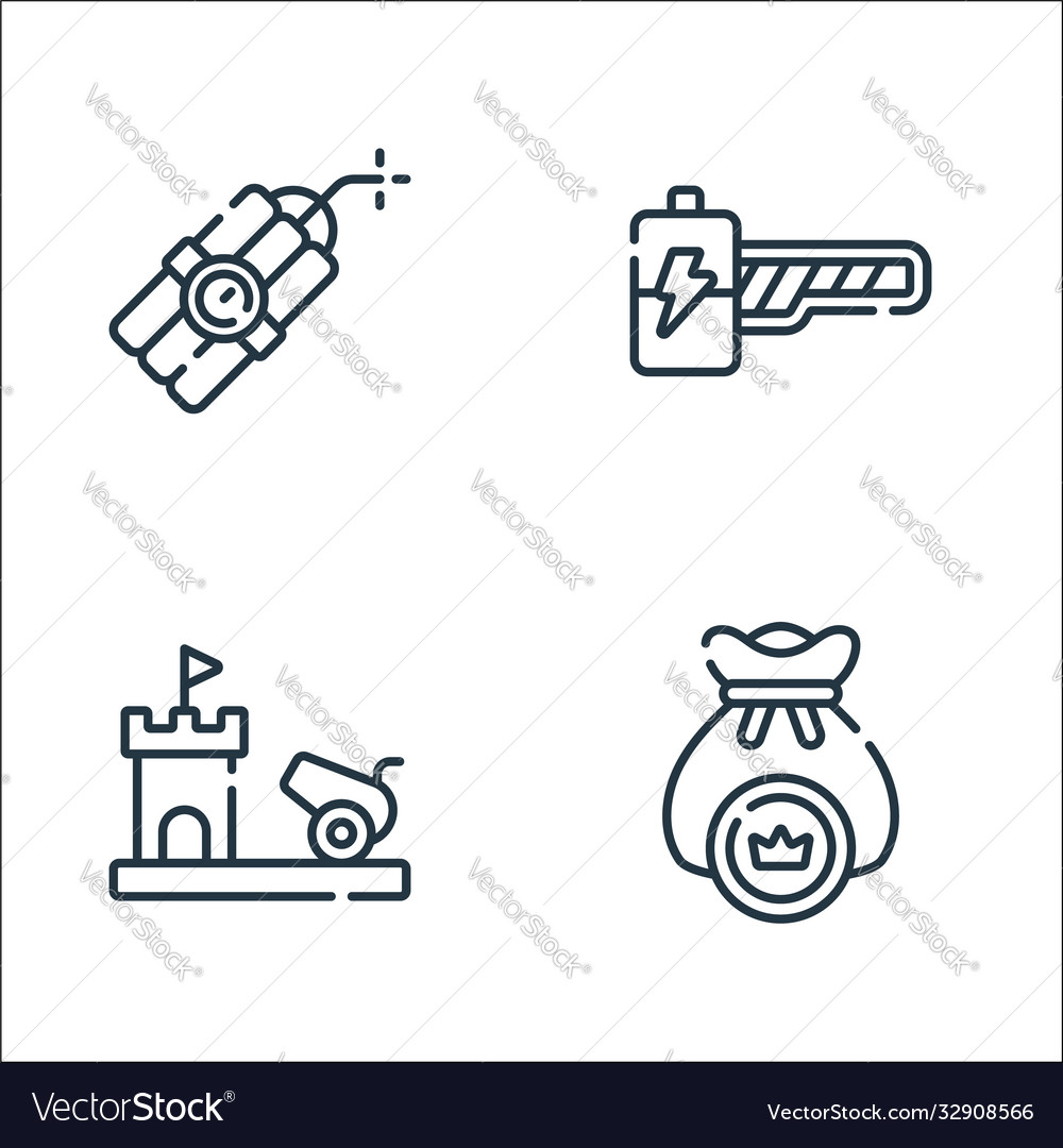 Videogame line icons linear set quality