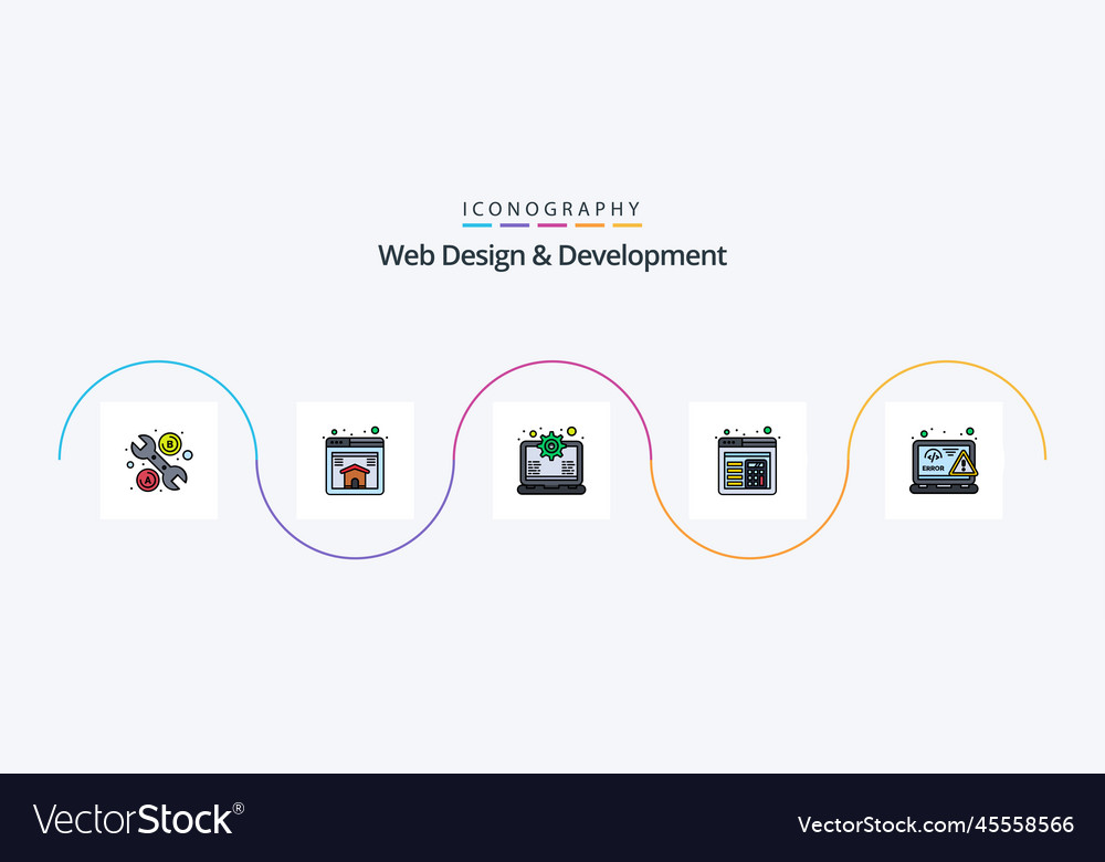 Web design and development line filled flat 5